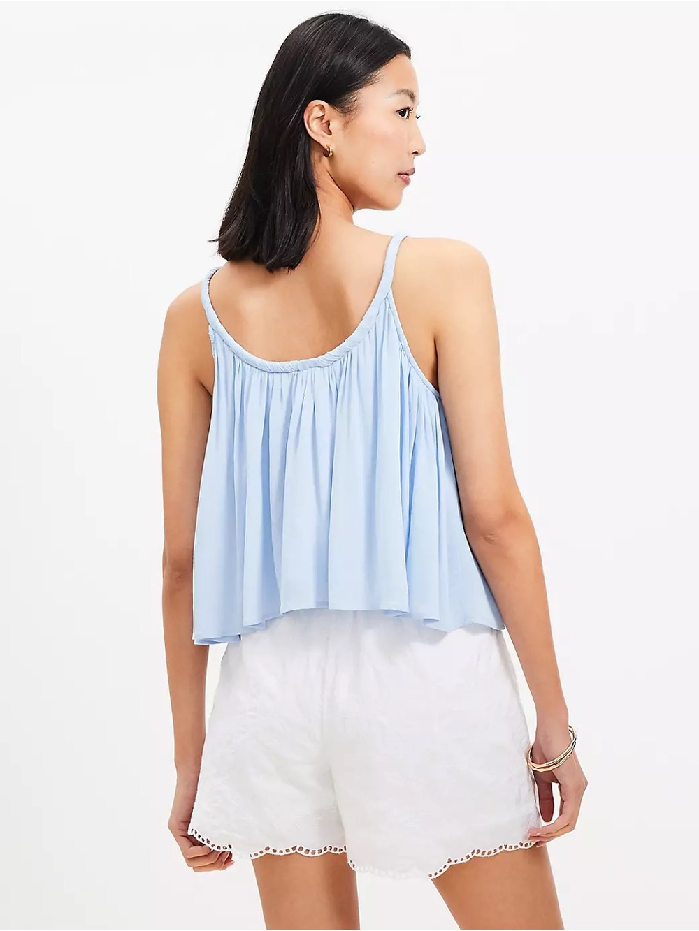 LOFT Light Blue Braided Strap Flowy Tank Woman’s Top Size M - Picture 9 of 9
